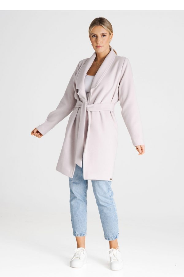 Beige Coat in Women`s Coats, Jackets with Polyester and Viscose