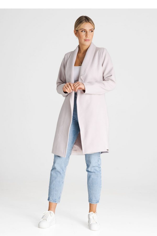 Beige Coat in Women`s Coats, Jackets with Polyester and Viscose