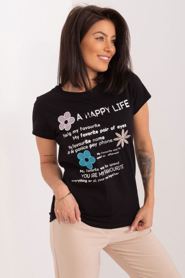 Black Blouse in Women`s Blouses, Tunics with Cotton and Spandex