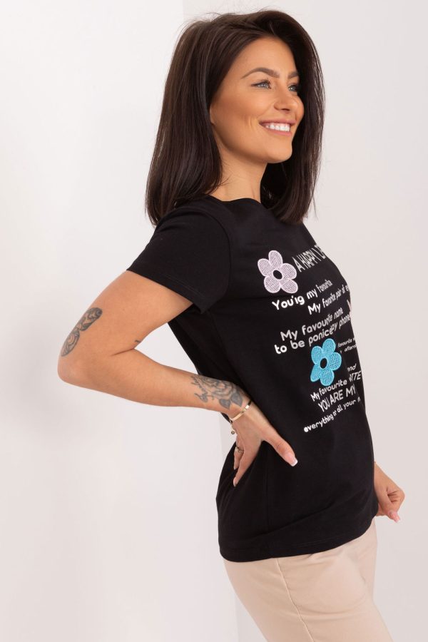 Black Blouse in Women`s Blouses, Tunics with Cotton and Spandex