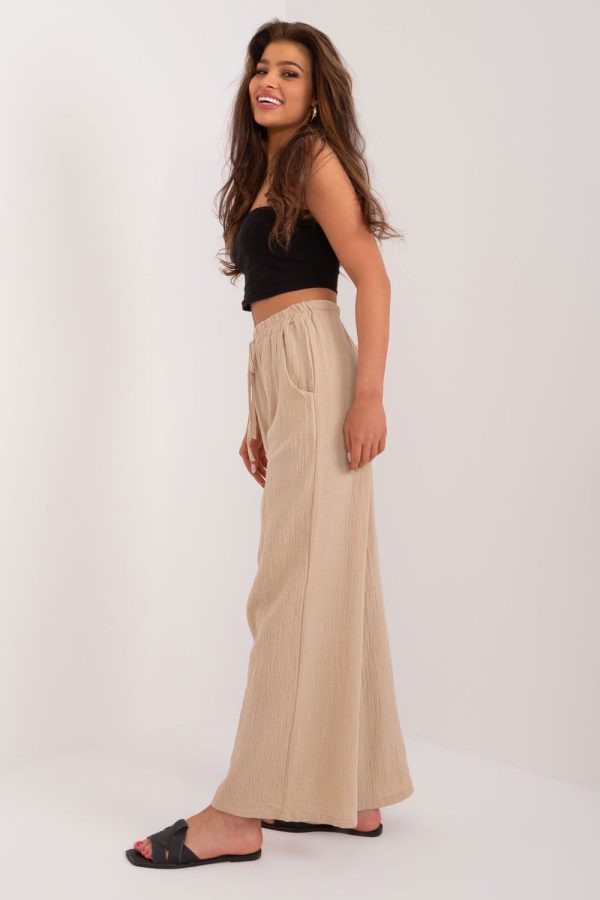 Beige Women Trousers in Pants, Trousers, Shorts with Spandex and Polyester