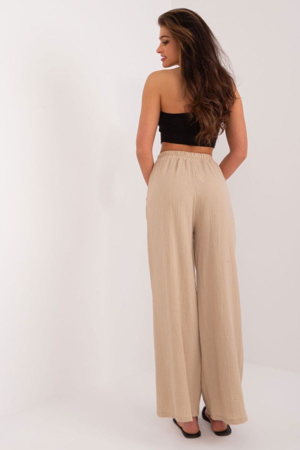 Beige Women Trousers in Pants, Trousers, Shorts with Spandex and Polyester