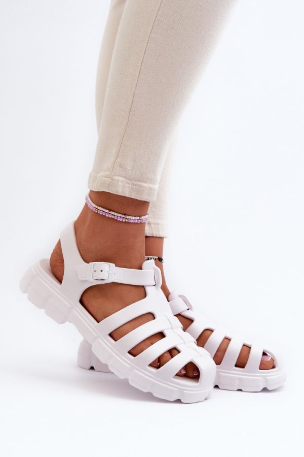 White Sandals in Sandals & Flip-Flops For Women with Fabric, Footbed and Sole Height