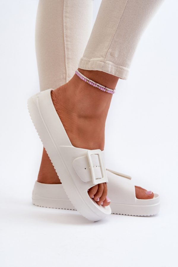 White Platform Sandals in Sandals & Flip-Flops For Women with Fabric, Footbed and Platform Height