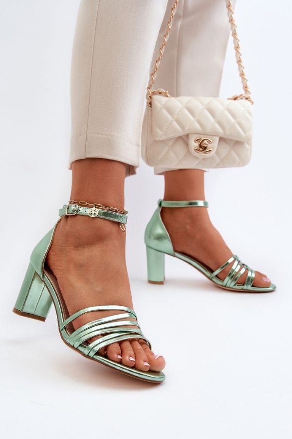 Green Heel Sandals in Sandals & Flip-Flops For Women with Fabric, Footbed and Heel Height