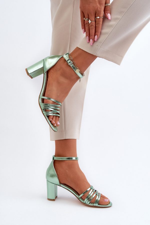 Green Heel Sandals in Sandals & Flip-Flops For Women with Fabric, Footbed and Heel Height