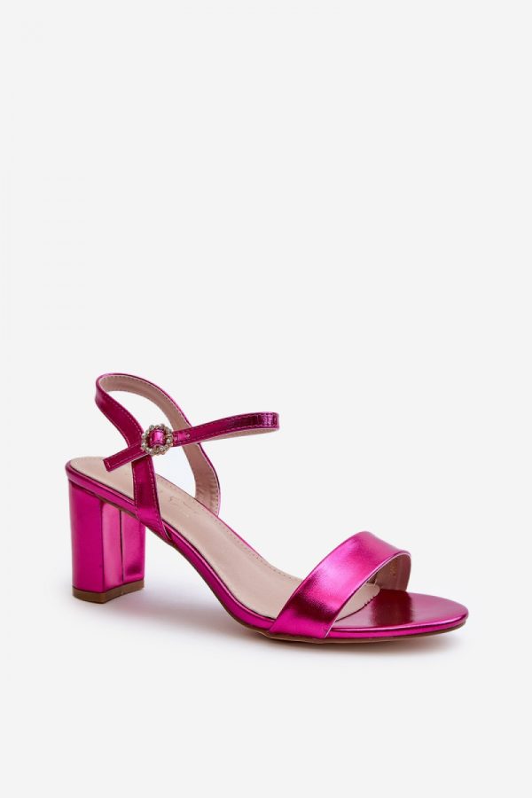 Pink Heel Sandals in Sandals & Flip-Flops For Women with Fabric, Footbed and Heel Height