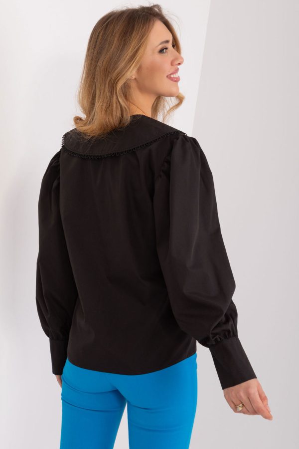 Black Long Sleeve Shirt in Shirts For Women with Cotton