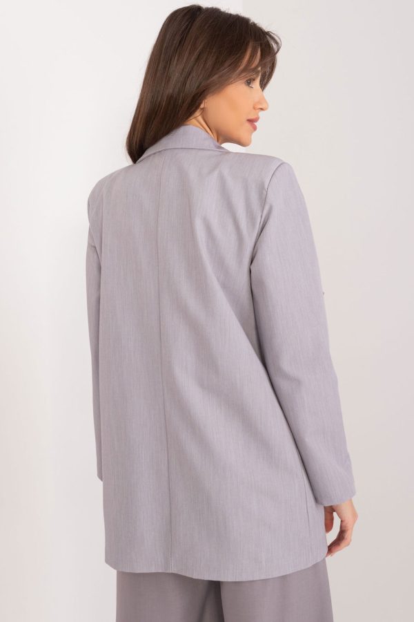 Grey Jacket in Jackets, Vests For Women with Spandex, Polyester and Viscose