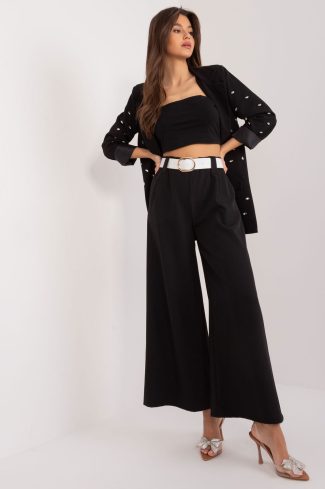 Black Women Trousers in Pants, Trousers, Shorts with Spandex and Polyester