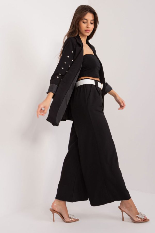 Black Women Trousers in Pants, Trousers, Shorts with Spandex and Polyester