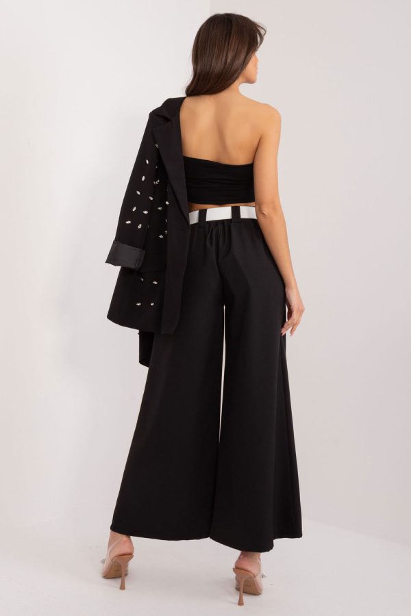 Black Women Trousers in Pants, Trousers, Shorts with Spandex and Polyester