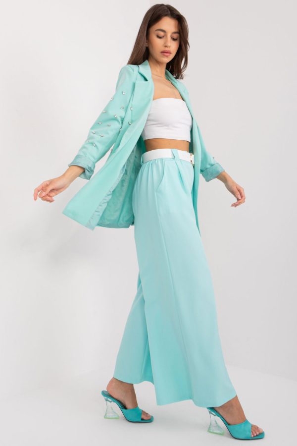 Green Women Trousers in Pants, Trousers, Shorts with Spandex and Polyester