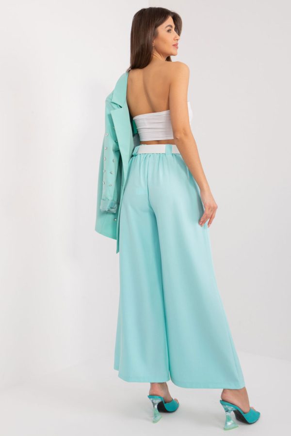 Green Women Trousers in Pants, Trousers, Shorts with Spandex and Polyester