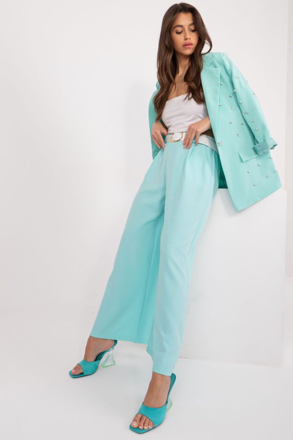 Green Women Trousers in Pants, Trousers, Shorts with Spandex and Polyester