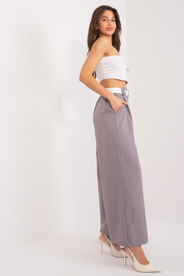 Grey Women Trousers in Pants, Trousers, Shorts with Spandex and Polyester