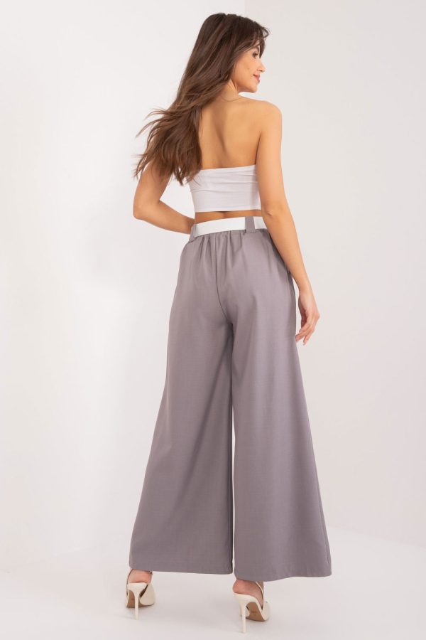 Grey Women Trousers in Pants, Trousers, Shorts with Spandex and Polyester