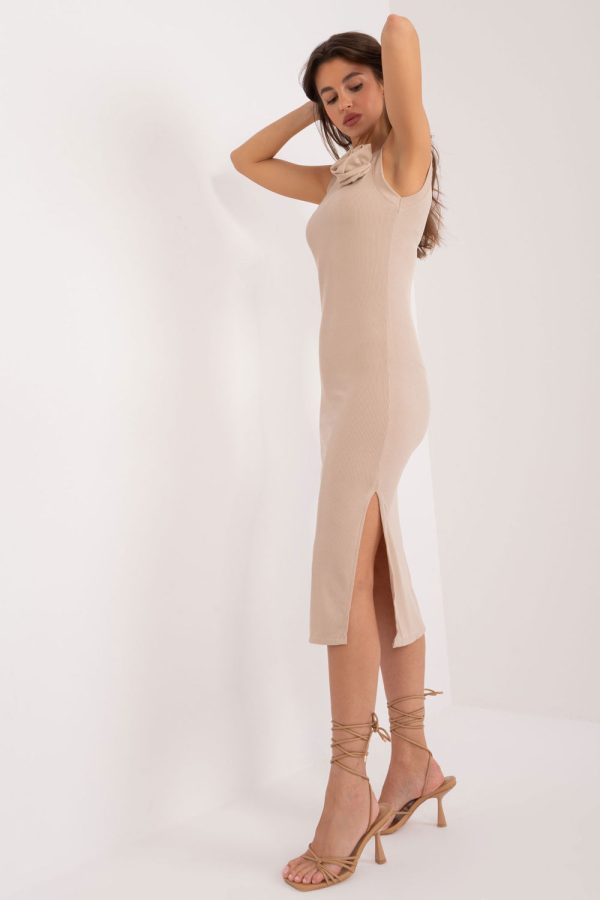 Beige Daydress in Day Dresses with Spandex and Polyester