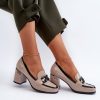 Beige Heeled Low Shoes in Women`s Ankle Boots & Booties with Fabric, Footbed, Upper Height and Heel Height