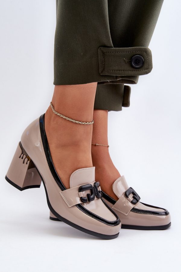 Beige Heeled Low Shoes in Women`s Ankle Boots & Booties with Fabric, Footbed, Upper Height and Heel Height