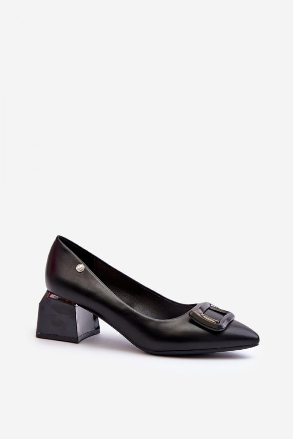 Black Heel Pumps in Court Shoes, Pumps Shoes with Fabric, Footbed, Upper Height and Heel Height