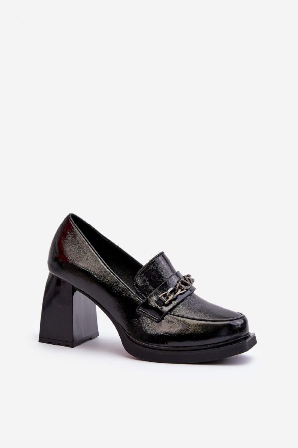 Black Block Heel Pumps in High Heel Pumps with Fabric, Footbed, Upper Height, Heel Height and Platform Height