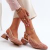 Pink Heel Pumps in Court Shoes, Pumps Shoes with Fabric, Footbed and Heel Height