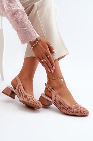 Pink Heel Pumps in Court Shoes, Pumps Shoes with Fabric, Footbed and Heel Height