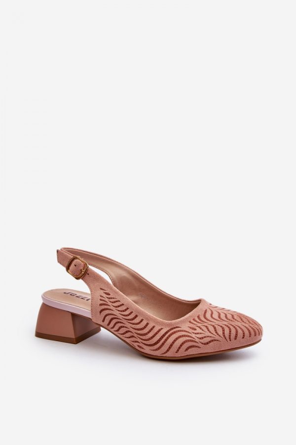 Pink Heel Pumps in Court Shoes, Pumps Shoes with Fabric, Footbed and Heel Height