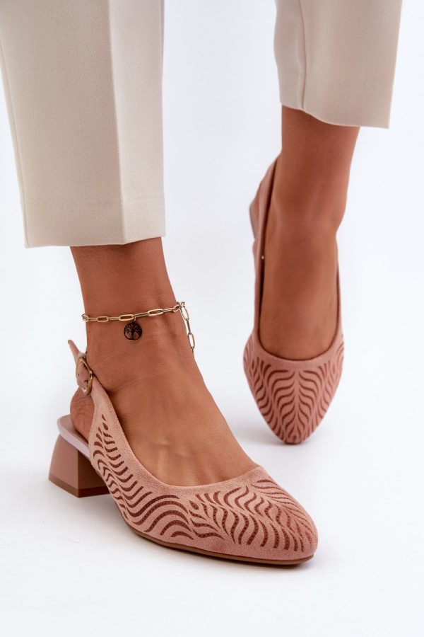 Pink Heel Pumps in Court Shoes, Pumps Shoes with Fabric, Footbed and Heel Height