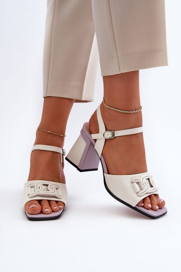 white Heel sandals model 195418 Step in style