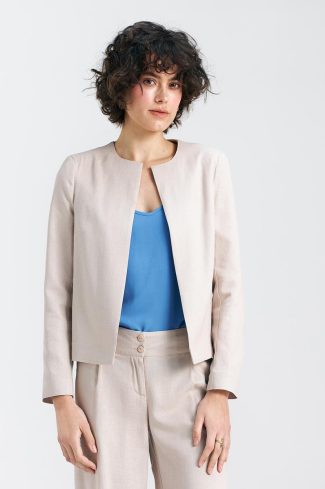1024921.jpg Beige Jacket in Jackets, Vests For Women with Cotton, Len and Viscose