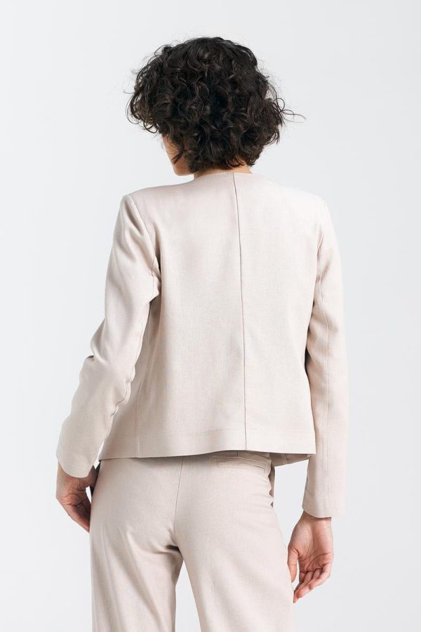 Beige Jacket in Jackets, Vests For Women with Cotton, Len and Viscose