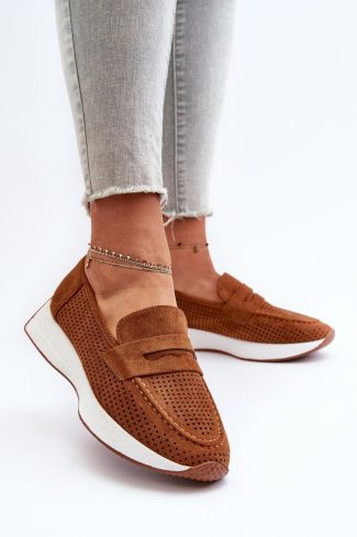 Brown Mocassin in Moccasins, Loafers with Fabric, Footbed, Upper Height and Platform Height
