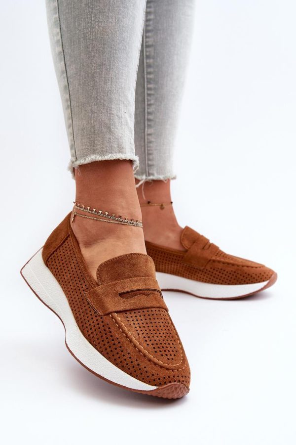 Brown Mocassin in Moccasins, Loafers with Fabric, Footbed, Upper Height and Platform Height