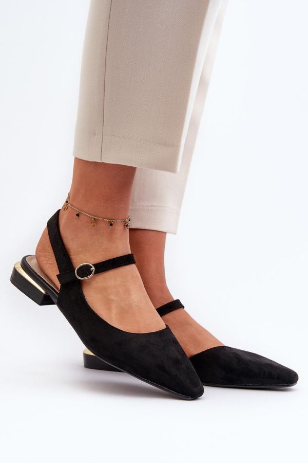 Black Ballet Flats in Ballet Flats, Ballet Pumps For Women with Fabric, Footbed and Heel Height