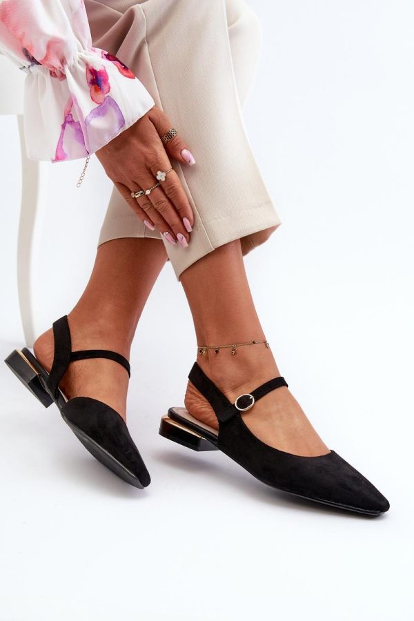 Black Ballet Flats in Ballet Flats, Ballet Pumps For Women with Fabric, Footbed and Heel Height