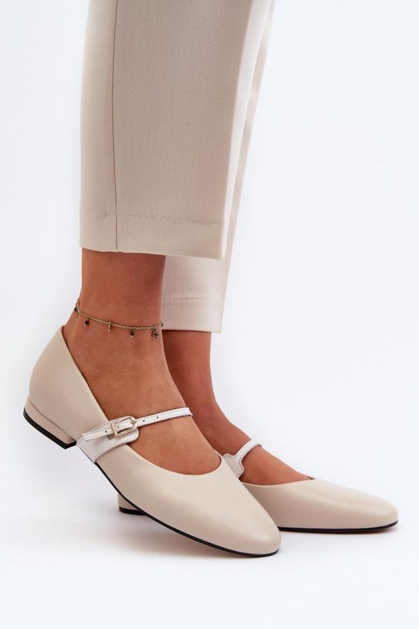 Beige Ballet Flats in Ballet Flats, Ballet Pumps For Women with Fabric, Footbed, Upper Height and Heel Height