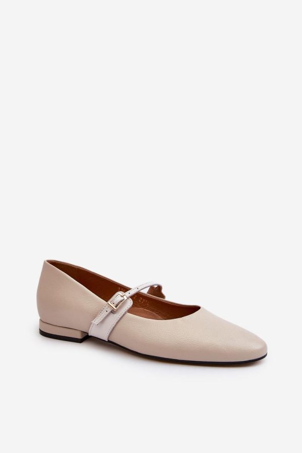 Beige Ballet Flats in Ballet Flats, Ballet Pumps For Women with Fabric, Footbed, Upper Height and Heel Height
