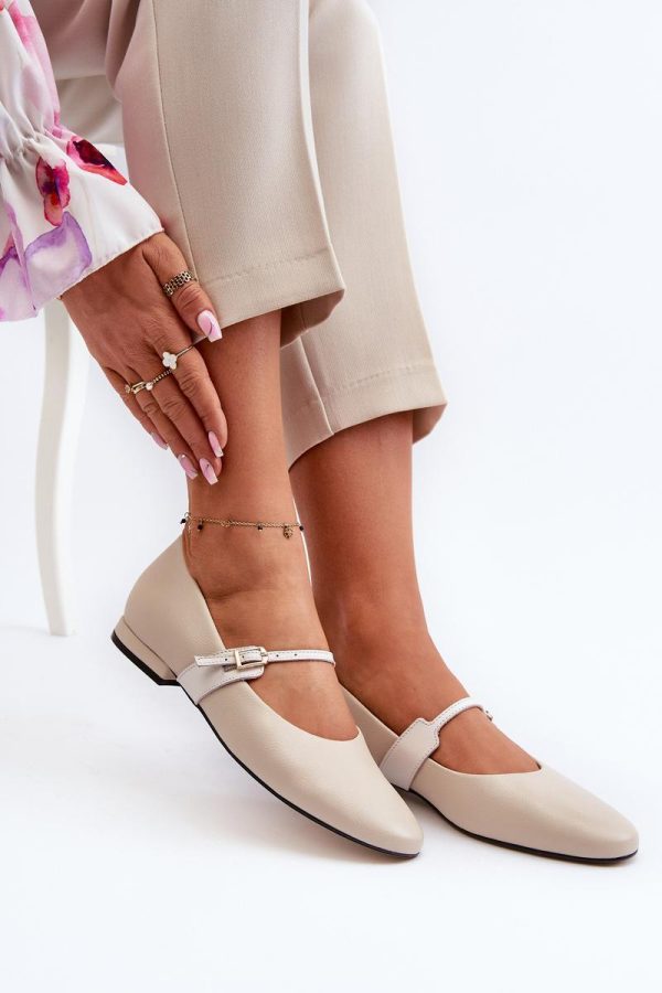 Beige Ballet Flats in Ballet Flats, Ballet Pumps For Women with Fabric, Footbed, Upper Height and Heel Height