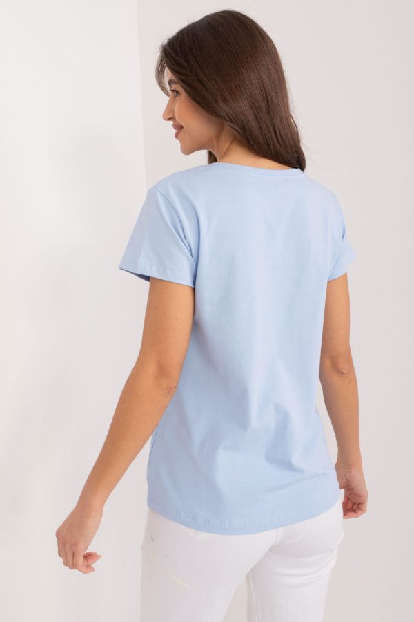 Blue Blouse in Women`s Blouses, Tunics with Cotton and Spandex