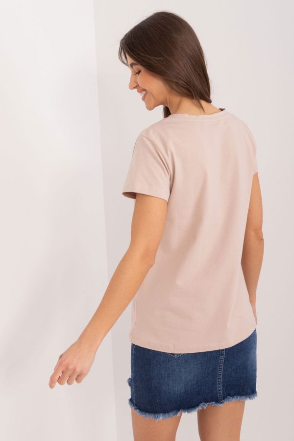 Beige Blouse in Women`s Blouses, Tunics with Cotton and Spandex