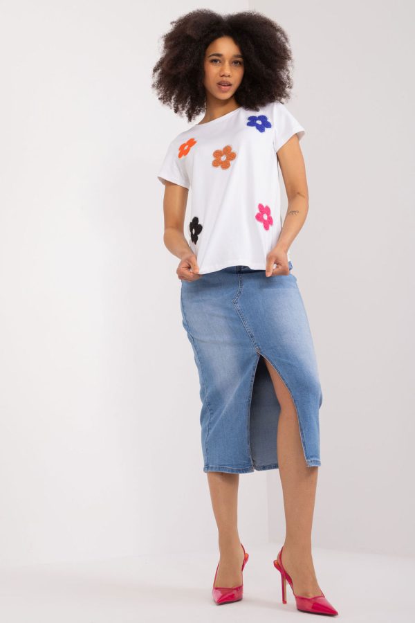 White Blouse in Women`s Blouses, Tunics with Cotton and Spandex