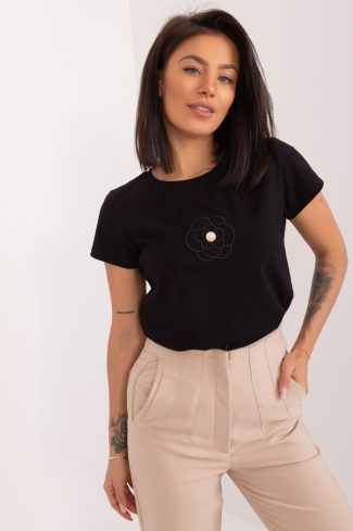 Black Blouse in Women`s Blouses, Tunics with Cotton and Spandex