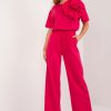 Pink Women Trousers in Pants, Trousers, Shorts with Cotton, Spandex and Polyester