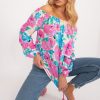 Blue Blouse in Women`s Blouses, Tunics with Polyester and Viscose