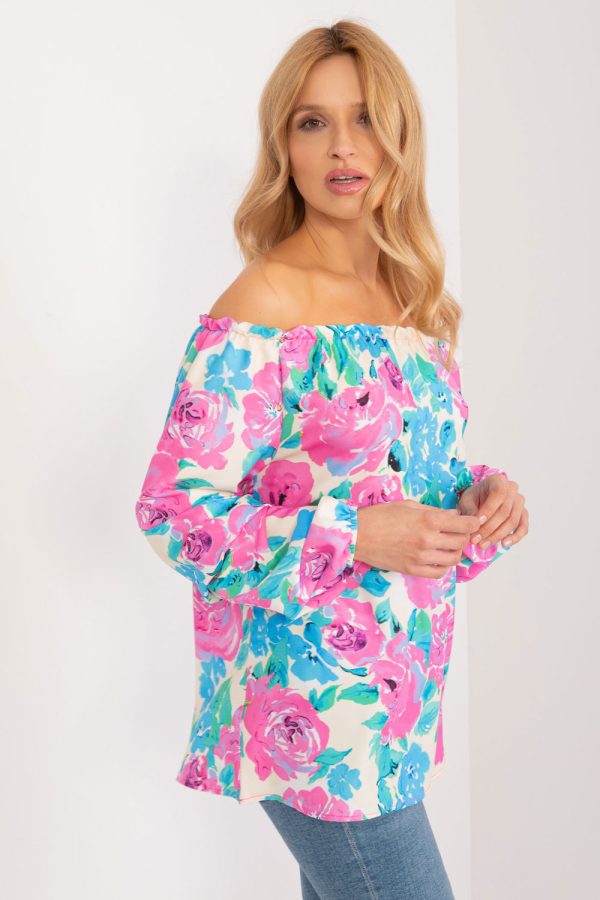 Blue Blouse in Women`s Blouses, Tunics with Polyester and Viscose
