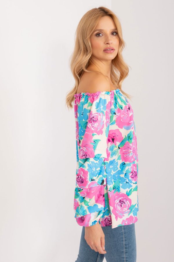 Blue Blouse in Women`s Blouses, Tunics with Polyester and Viscose