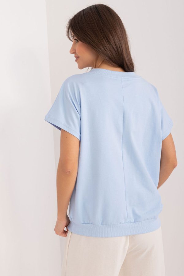Blue Blouse in Women`s Blouses, Tunics with Cotton and Spandex