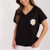 Black Blouse in Women`s Blouses, Tunics with Cotton and Spandex